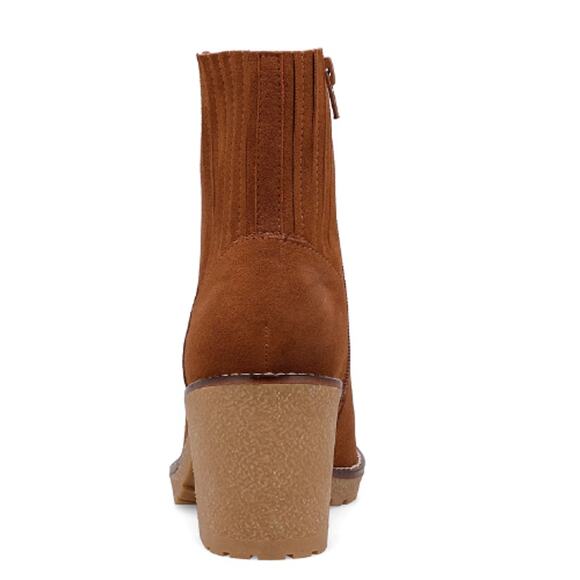 MIA Harlow Lug-Sole Block-Heel Chelsea Booties in Cognac Brown NEW Size 9 - Picture 4 of 10